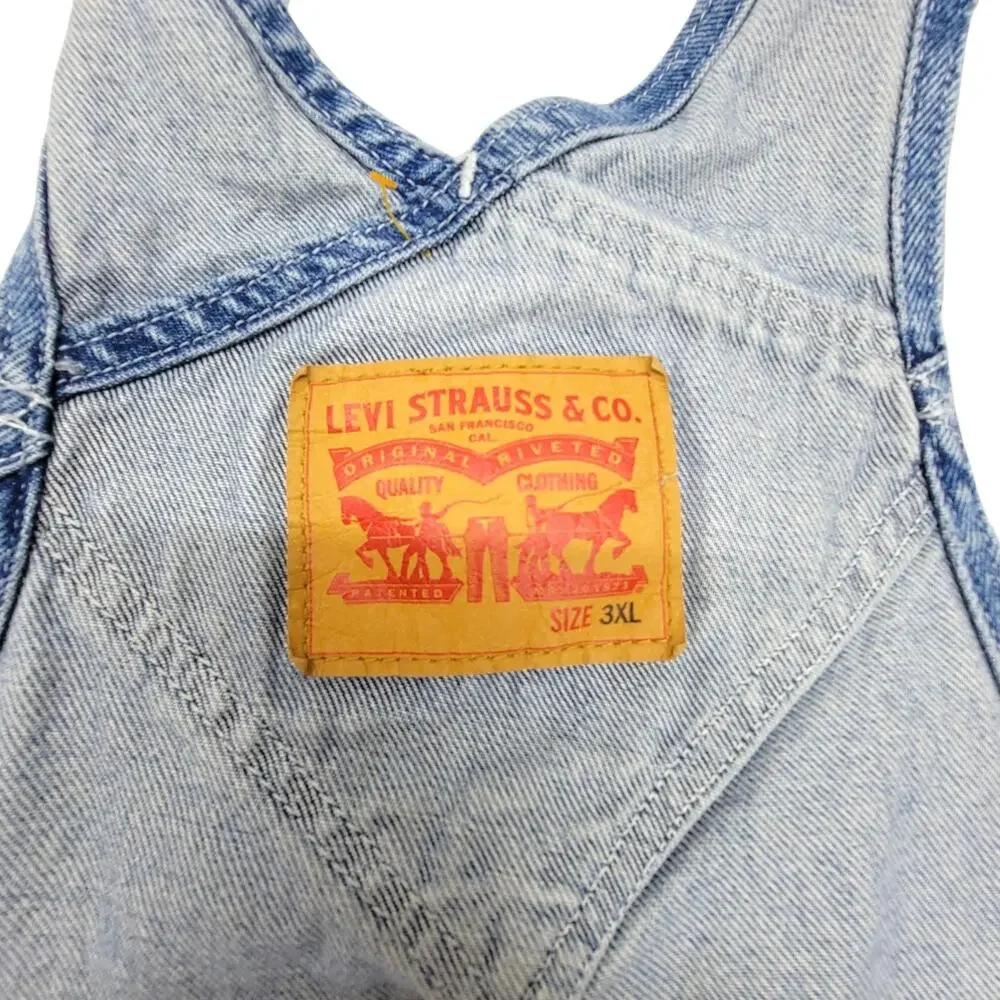 Levi's Blue Denim Bib Overalls Mens 3XL Carpenter Workwear Loose Fit Jeans